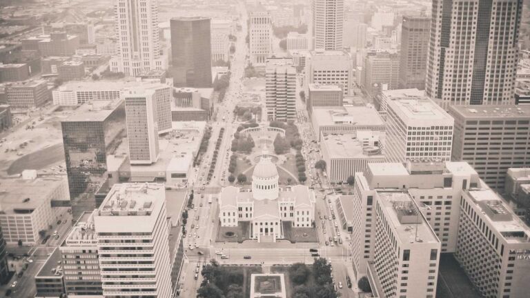 Downtown streets seen from above